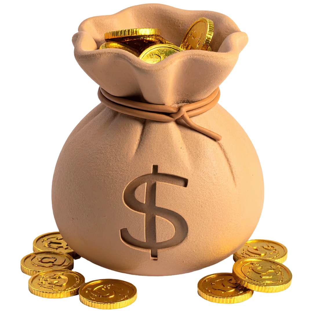A bag of coins representing digital income